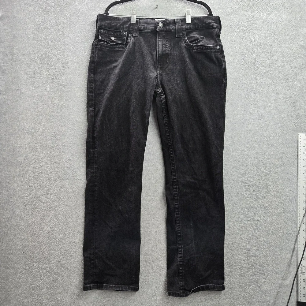 True Religion Men Jeans 36 Denim Embroidered Ricky Relaxed Straight Flap Pockets